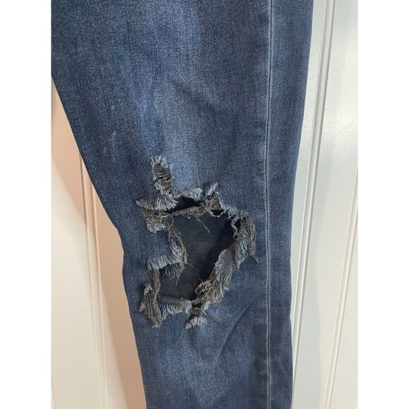 Good American Womens Distressed Skinny Jeans Size 8/29 Blue Raw Hem Cotton Blend - Picture 5 of 15